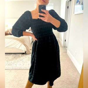 NWT Jcrew square neck puff sleeve midi dress gorgeous green and navy blue plaid